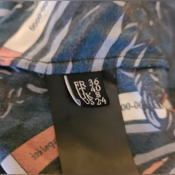 rokh Size 2-4 Silk Scarf Midi Shirtdress Blue Classic Chain Link Abstract Print - Picture 14 of 16